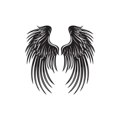 Sticker - Black and white wings vintage ink drawing vector illustration for t-shirt design