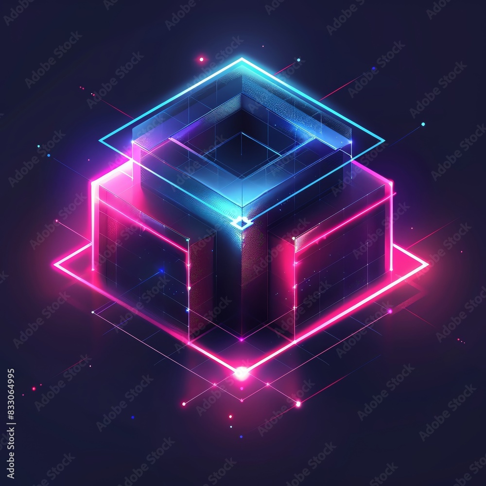 Modern synthwave style logo for a developer platform within a large ...
