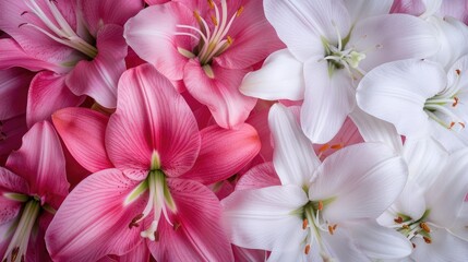 Sticker - Close Up Shot of White and Pink Lilies
