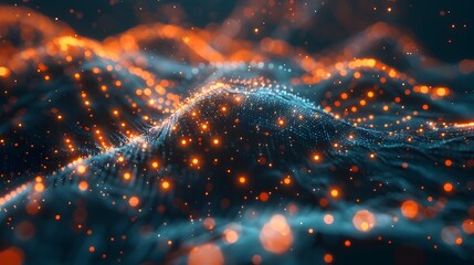 Poster - Quantum Computing Visualized as Complex Entanglement of Bits and Patterns Abstract Futuristic Technology Networking and Digital Communication Concept