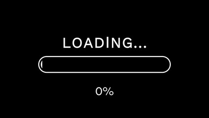 Progress loading bar screen animation video effect on black background