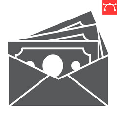 Poster - Salary glyph icon, tax and cash, money in envelope vector icon, vector graphics, editable stroke solid sign, eps 10.