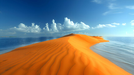 Wall Mural - A vibrant nature sand dune landscape with a clear blue sky, the sand creating a golden sea