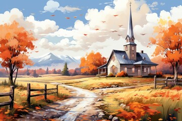 Canvas Print - Country churches - Generative AI