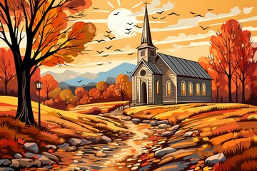 Canvas Print - Country churches - Generative AI