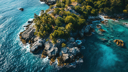 Wall Mural - Aerial View Of Tropical Heavenly Island Seascape Background