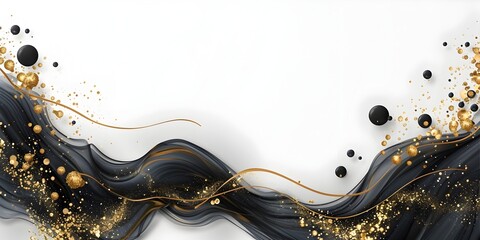 Wall Mural - Elegant Black and Gold Framed Background with Flowing Liquid Gradient Design for Luxury Branding and Premium Product Packaging