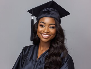 Canvas Print - A beautiful woman in graduation gown and cap.