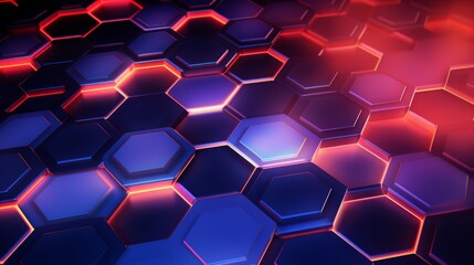 Wall Mural - Futuristic Hexagonal Grid Technology Abstract Background.