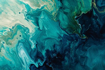 Wall Mural - Abstract art teal blue green gradient paint background with liquid fluid grunge texture concept, AI-generated