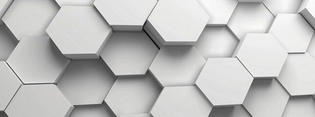 Canvas Print - Abstract white background with hexagon pattern for banner, poster or presentation. White geometric wallpaper with copy space.