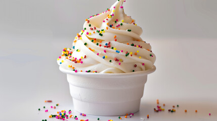 Wall Mural - A cup of soft serve ice cream with rainbow sprinkles.