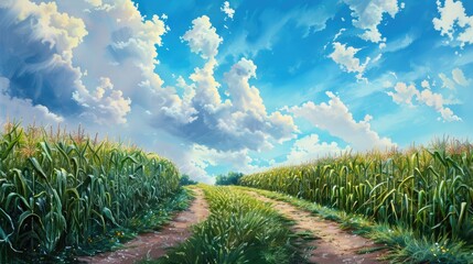 Wall Mural - Field of corn under the sky