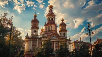 Wall Mural - traditional church in a big city.