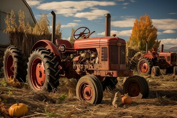 Wall Mural - Vintage tractors - Generative AI