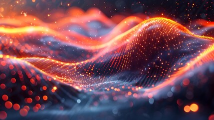 Poster - Flowing Waves of Dynamic Data Visualization Intricate Abstract Technology Concept with Vibrant Colors and Mesmerizing Patterns