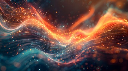 Poster - captivating abstract data visualization with vibrant flowing graphs and dynamic prismatic colors con