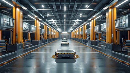 Poster - Automated Futuristic Logistics Hub with Efficient Sorting and Delivery Systems