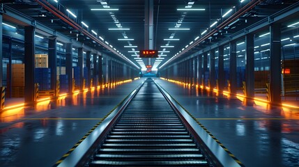 Poster - Automated Logistics Hub Showcasing Efficient Futuristic Sorting and Delivery Systems