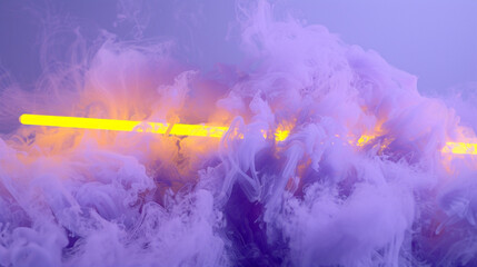 Wall Mural - Pale lavender and electric yellow create a soft yet vibrant neon setting,