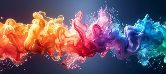 Wall Mural - Colorful water liquid waves. LGBT pride gender equality concept. Generative AI technology.