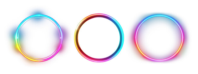 Wall Mural - colorful neon circle effects set