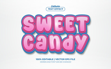 Wall Mural - Sweet Candy 3D Cartoon Editable Text Effect Template Style Premium Vector