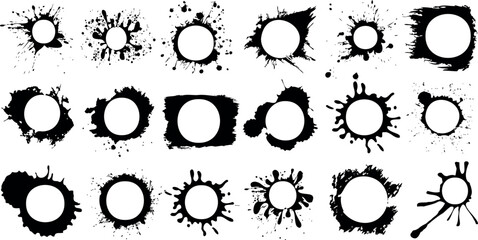 Wall Mural - ink splatter vector paint splashes set, black ink splatters isolated design elements, creative abstr