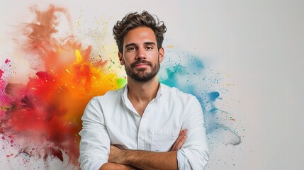 Wall Mural - A working professional portrait on a white background