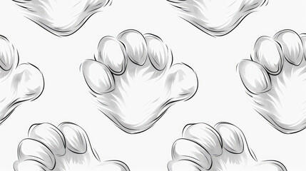 White Dog Paw Line Art Pattern for Pet Designs