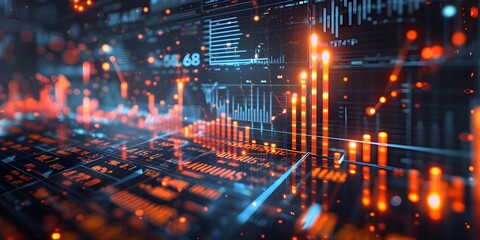 Poster - Futuristic Digital Financial Forecast with Predictive Analytics and Detailed Visualizations
