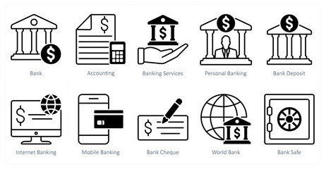 Wall Mural - A set of 10 banking icons as bank, accounting, banking services