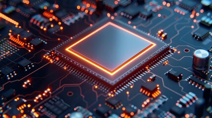 Poster - abstract, ai and circuit board with futuristic technology for connectivity