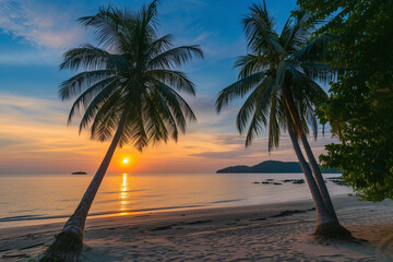 Wall Mural - palm trees at sunset