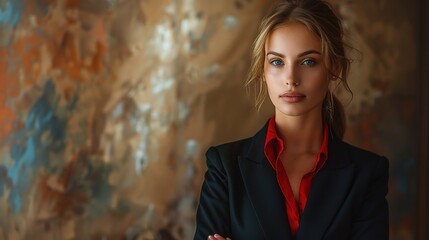 Poster - business portrait of a young professional, her demeanor poised 