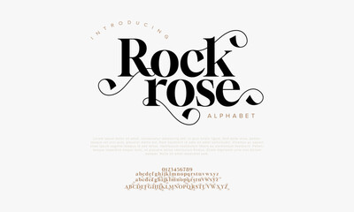 Canvas Print - Rockrose premium luxury elegant alphabet letters and numbers. Vintage wedding typography classic serif font decorative vintage retro. creative vector illustration