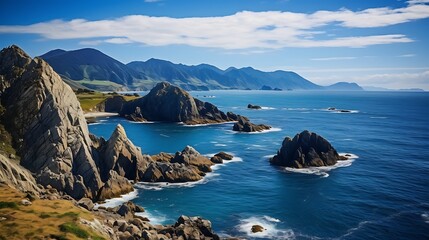 Coastline of New Zealand with some amazing rock in the ocean beautiful nature of New Zealand 