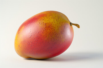 Fresh Mango with Red and Yellow Skin on White Background