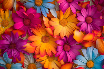 Wall Mural - colorful flowers background Whimsical Daisies in a Rainbow Gradient
