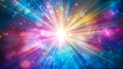 Sticker - glowing light burst Realistic sun rays. colorful sun ray glow abstract shine light effect starburst sbeam sunshine glowing. Special lens flash, light effect. The flash flashes rays and searchlight.