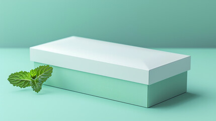 Wall Mural - White-lidded mint green rectangular box, refreshing and calm design.