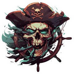 Wall Mural - art illustration Skull pirate 