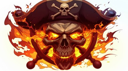 Canvas Print - art illustration Skull pirate 