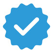 © MKInayem - Blue tick social media verified account icon. approved profile sign. tick in rounded corner star. vector illustration on transparent background.