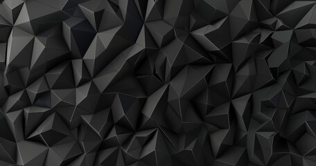 Wall Mural - Black abstract background with low poly geometric shapes