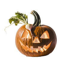 a pumpkin with radishon whit transparent background