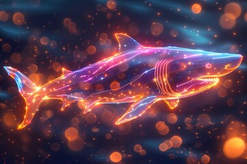 shark with neon effect