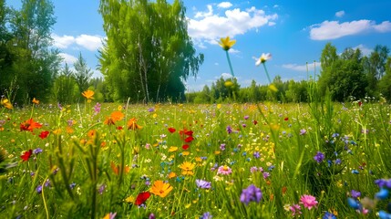 Wall Mural - spring meadow bright pic