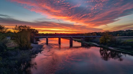 Wall Mural - evening sunset a river img