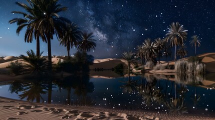 Sticker - desert oasis palm trees img